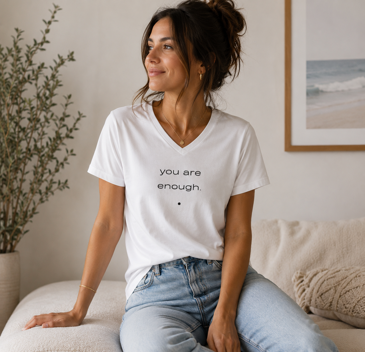 Be. you are enough. relaxed v-neck tee