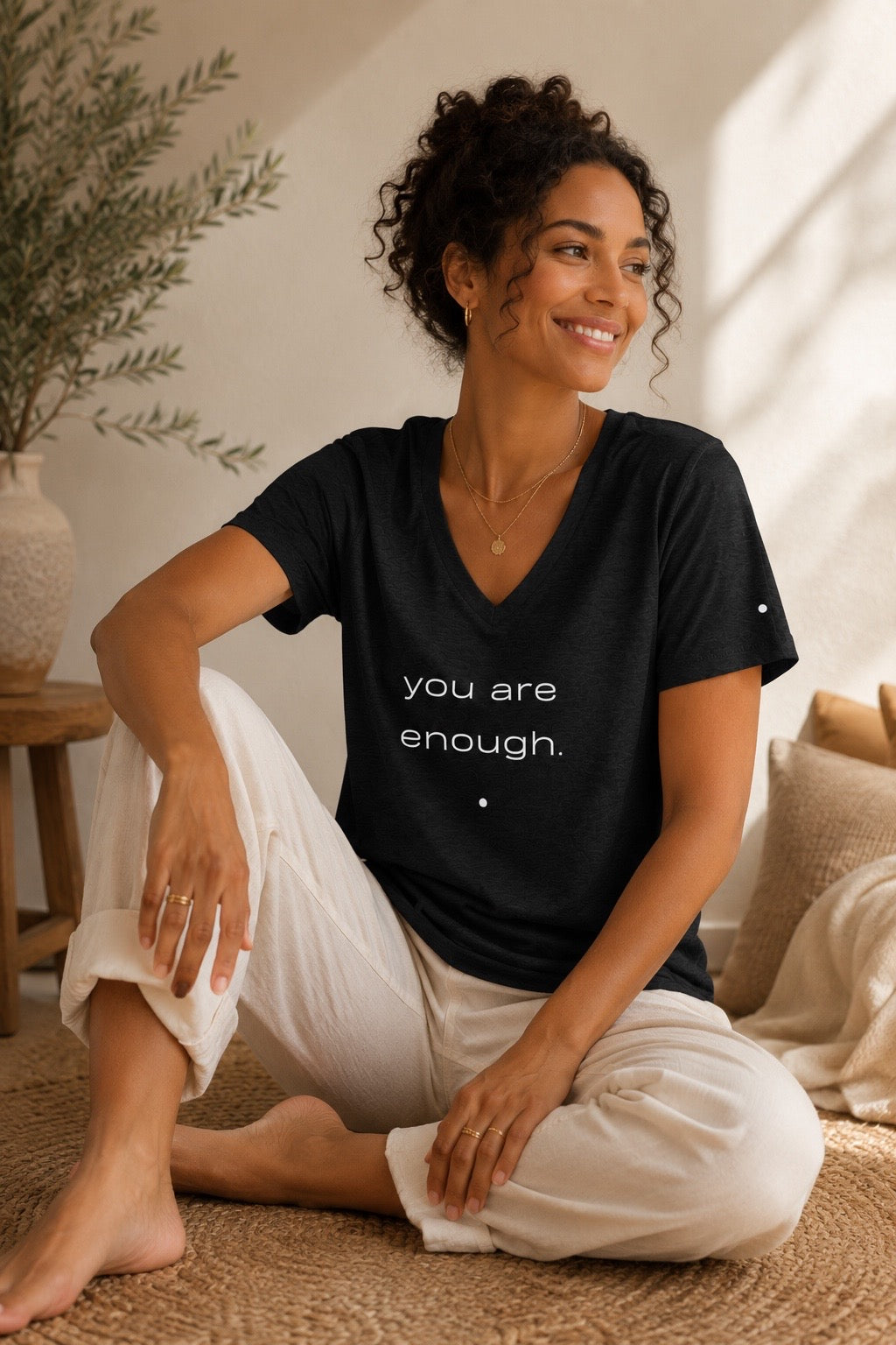 Be. you are enough. relaxed v-neck tee