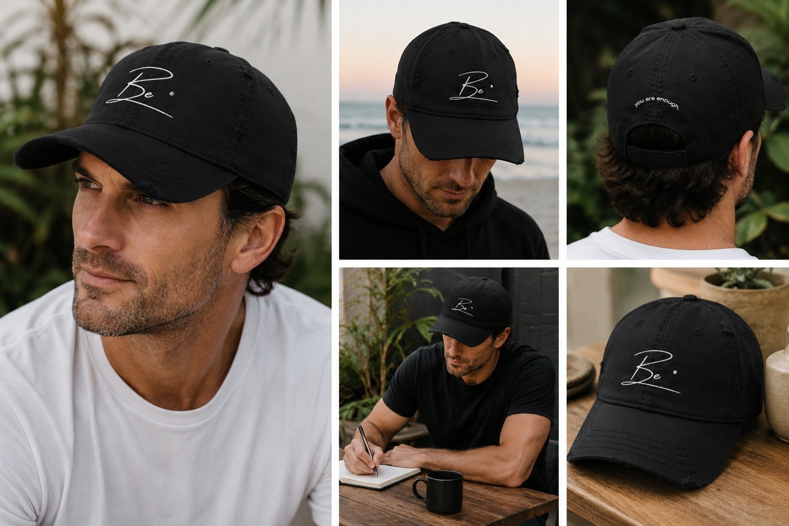 Be. you are enough. Distressed Baseball Hat