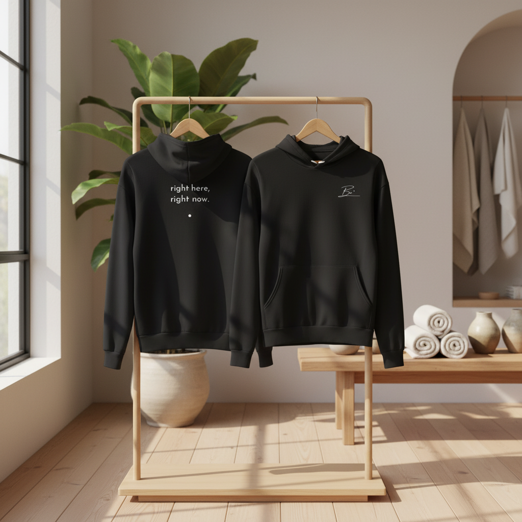 Be. right here, right now. (unisex hoodie)