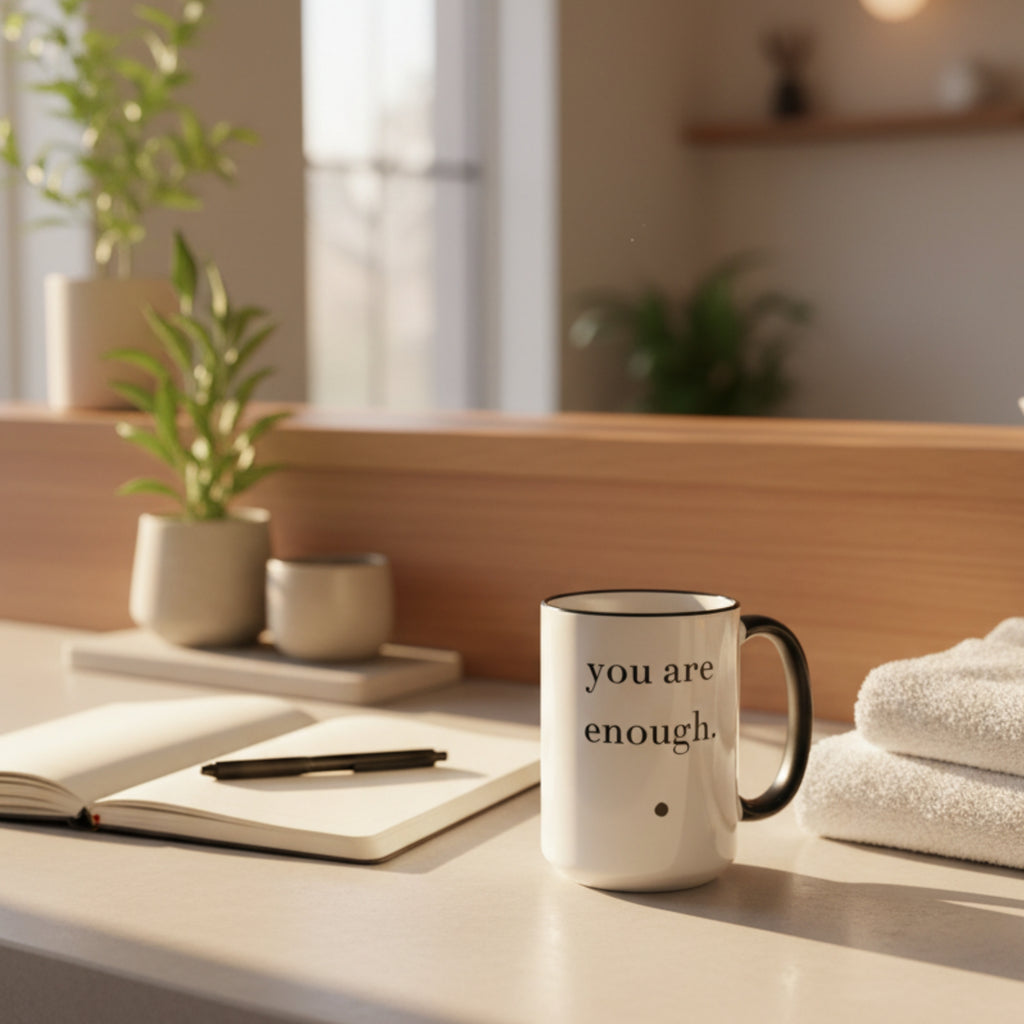 Be. “you are enough.” Mug — Ceramic Mindfulness Mug (cup of Joe)