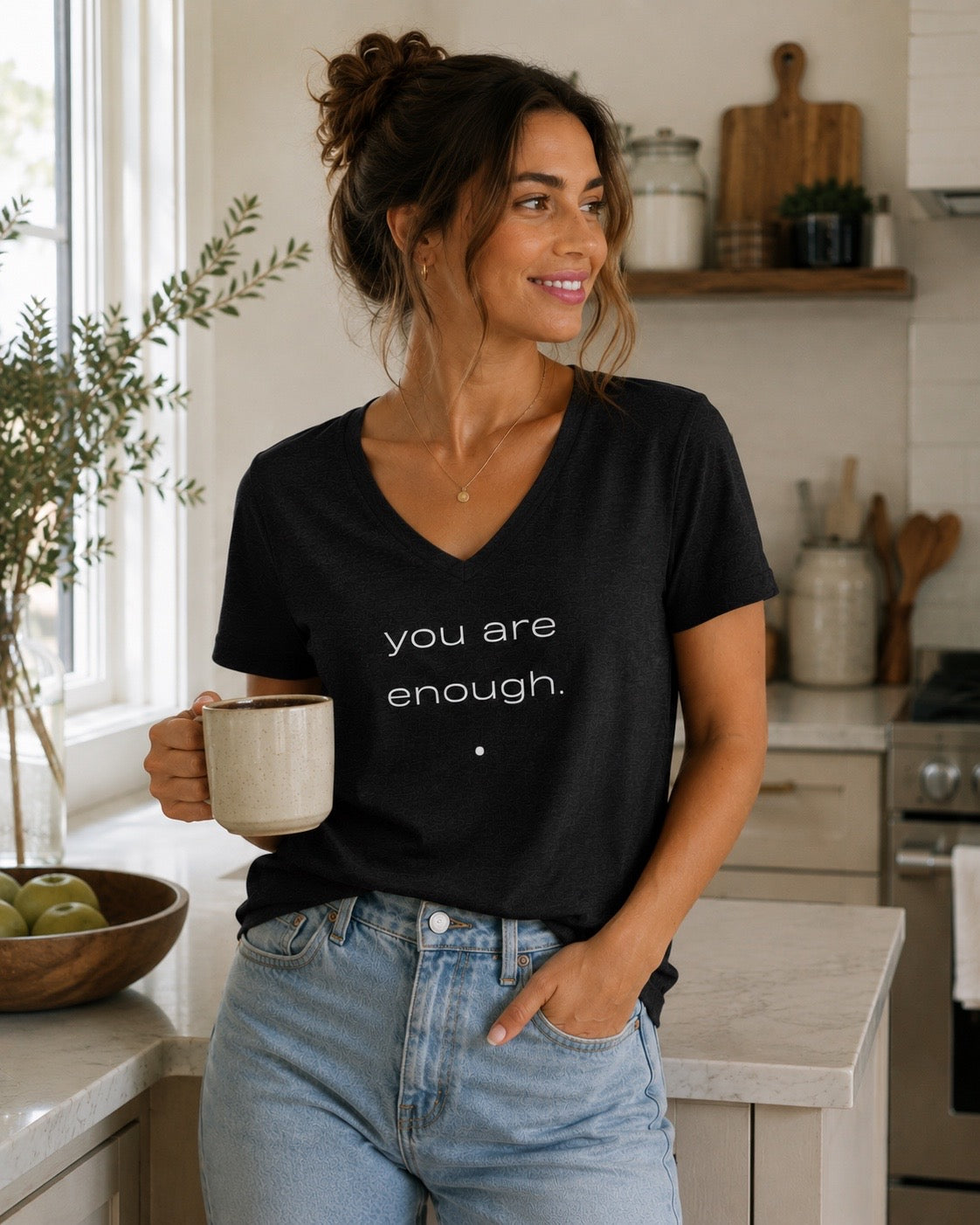 Be. you are enough. relaxed v-neck tee