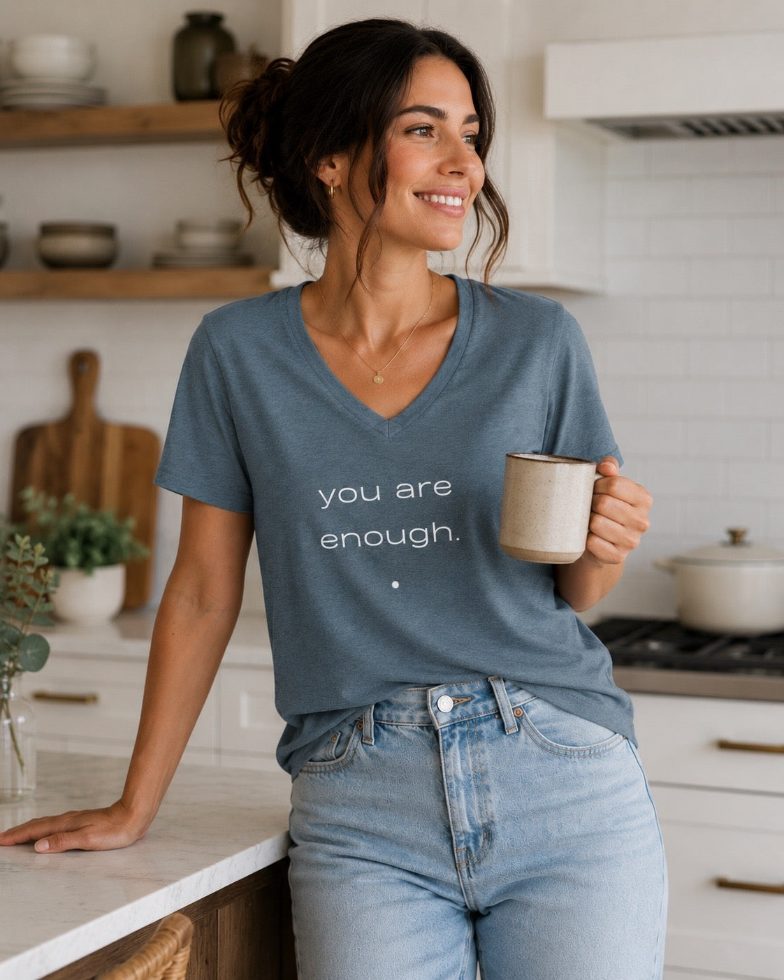 Be. you are enough. relaxed v-neck tee
