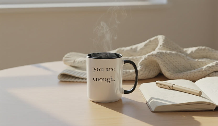 Be. “you are enough.” Mug — Ceramic Mindfulness Mug (cup of Joe)