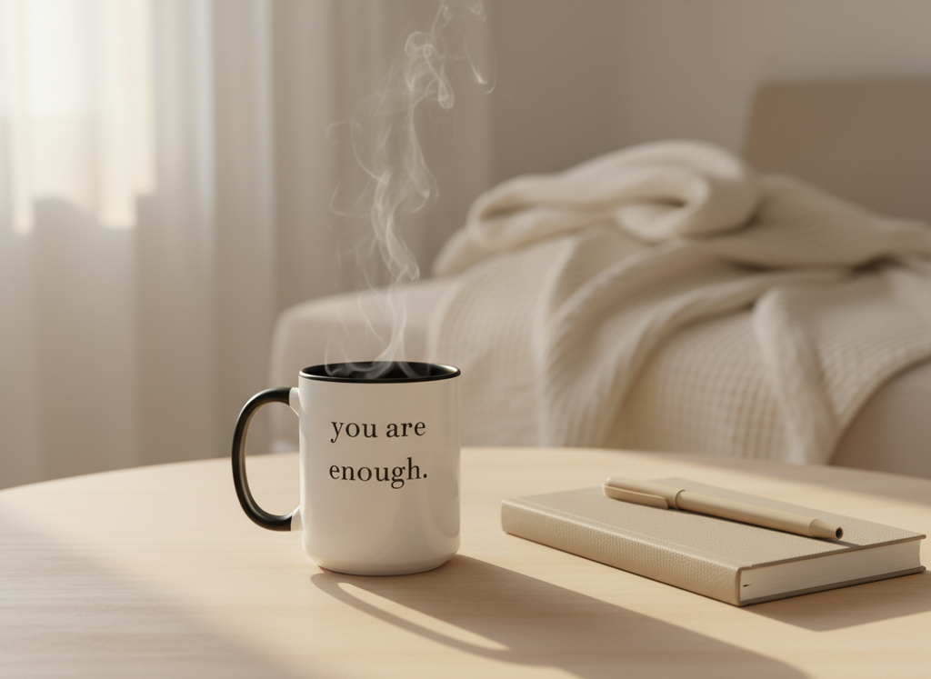 Be. “you are enough.” Mug — Ceramic Mindfulness Mug (cup of Joe)